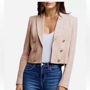 L’Agence Inez Cropped Metallic Blazer